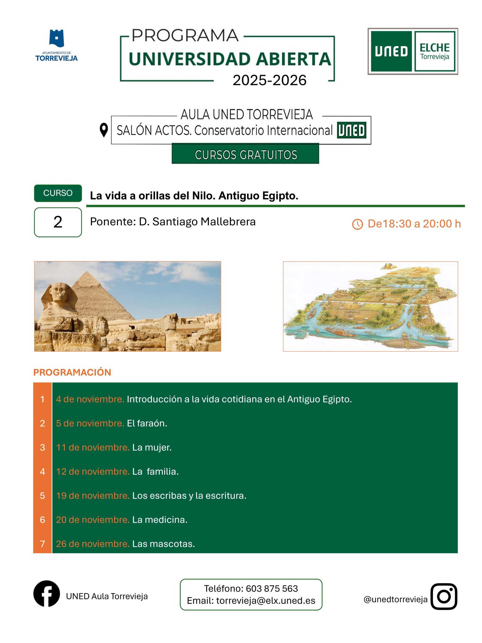 Cartel Curso 2. UNED TORREVIEJA 4 26noviembre2025. Egipto