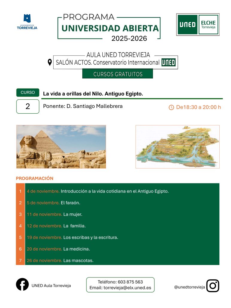 Cartel Curso 2. UNED TORREVIEJA 4 26noviembre2025. Egipto
